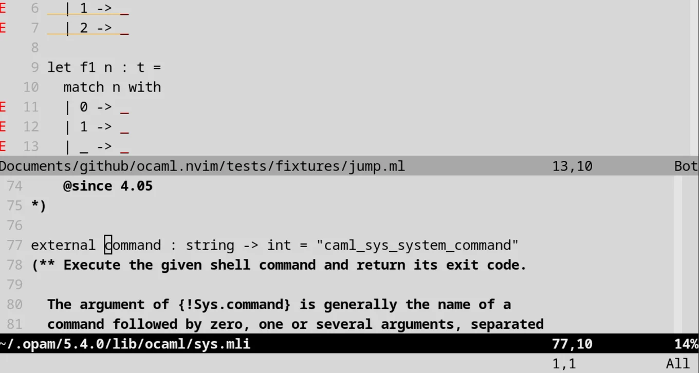 The floating window with a split and a new buffer